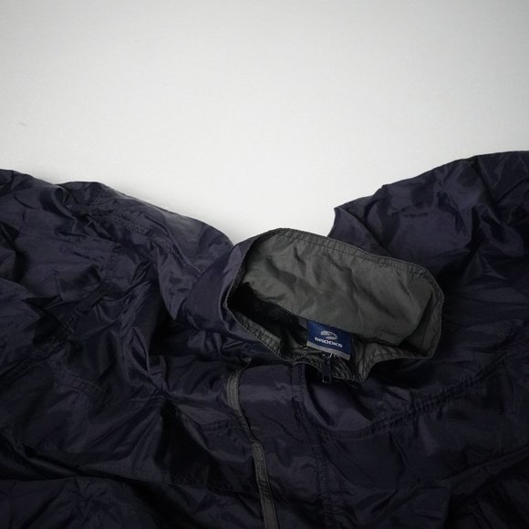 Mens Brooks Size 2XL Windbreaker Jacket Zip And Button Closure Dark Blue - Picture 3 of 9